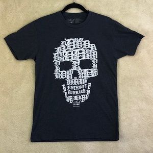 Ink Detroit Skull Graphic Charcoal Dark Gray Men Short Sleeve T-shirt Size Small